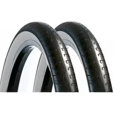 Par Pneu Bicicleta Aro 26 X 1.90 Paco Slick C/ Faixa Branca Cor Preto C/ Branco