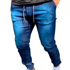 Calça Masculina Jogger Sarja Elástico Com Punho Street