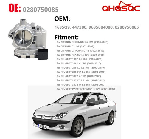 0280750085 Cuerpo Aceleracion Citroen C2 Peugeot 206 Partner Foto 6