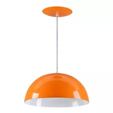 Luminária Gaiola Led De Teto Rei Da Iluminação Meia Lua 34 Cor Laranja/branco 110v/220v