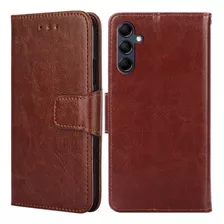 Funda Case Para Samsung A14 Flip Cover Marrón Antishock