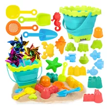 Amor Present Beach Toys Set De 31 Piezas, Cubo Plegable Par.