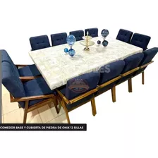 Comedor De 12 Sillas Rectangular Base Y Cubierta Onix