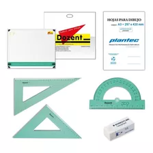 Kit Tablero 40x50 De Dibujo Dozent Plantec Escuadras A3