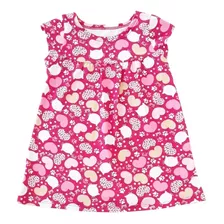 Vestido Infantil Kely & Kety Malha Coração Pink 3 Florido