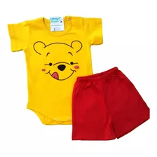 Conjunto De Bebe Body Manga Corta Winnie Pooh Y Short