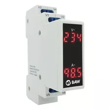 Voltimetro Amperimetro Digital Rojo 300vca 2 Modulos Din Baw