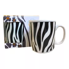 Caneca Porcelana Reta 300ml Linha Animal Print Zebra