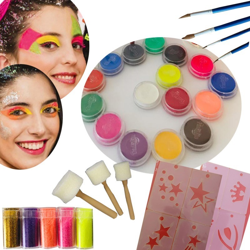 Maquillaje Artístico Set Glitters Taponador Pincel Stencil - Avisos en  Belleza y Cuidado Personal