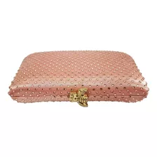 Bolsa Feminina Pedraria Rose Luxo Square Fecho Dourado