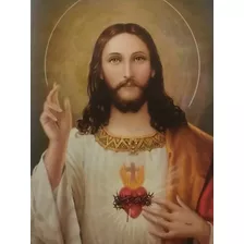 Litografía Sagrado Corazón De Jesus 28x40 Cm Alta Fotografia