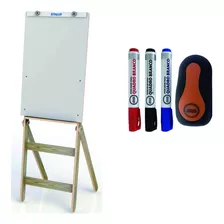 Flip Chart Mdf Quadro Branco 90x54cm + 3 Canetas E Apagador