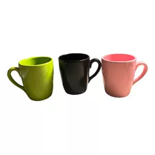 Taza Grande Cerámica Colores Mug Café Desayuno 400cc Pack X3