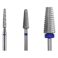 Kit 3 Brocas Azul Tungstênio Remoção Acabamento Curva Unha