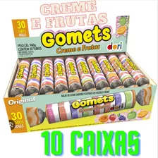 Bala De Goma Gomets =10x Caixas 30un Tubos Sortido De Frutas