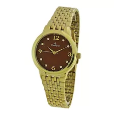 Relógio Feminino Champion Dourado Fundo Marrom Ch24857r