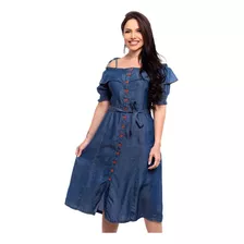 Vestido Jeans Midi Moda Casual E Evangelica Premium S4012