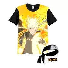 Camisa Camiseta Full 3d + Bandana Anime Japonês Uzumaki Top