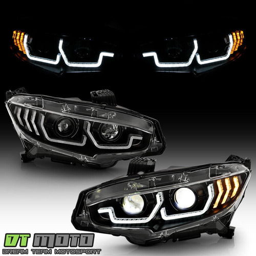 Par Faros Negro Interior Led Honda Civic Si 2017 1.5l Foto 2