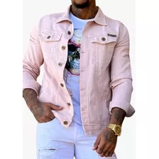 Jaqueta Slim Destroyed Masculina Sarja Rosa Nud Blusa Austin