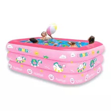 Alberca Piscina Inflable Rectangular 130x90x50 P/niños Color Rosa-animales