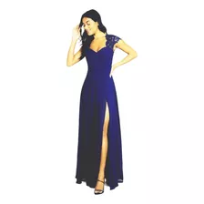 Vestido Largo Maxi Azul De Gala/fiesta/coctel Mujer