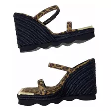 Good American Espadrille Wedge Leopard Sandal 4.5-5 Platafor