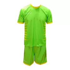 Set Camiseta + Short Ho Soccer Mega Verde Fluor - Amarillo