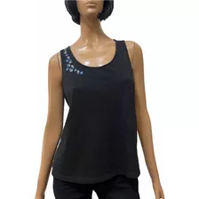 Musculosa Negra Con Bordado - Zhoue L