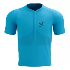 Playera Trail Compressport Half-zip Fitted Azul Hombre Am000