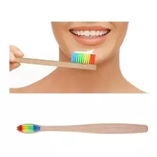 Escova Dental De Bambu Ecológica Colorida Arco Íris Macia