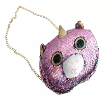 Mini Bolso Lentejuelas Reversibles Animalitos Kawaii Cosmeti