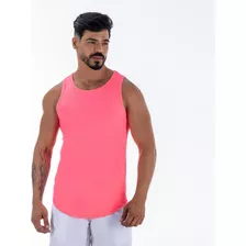 Regata Long Fit Malha Canelada Estilo Americano Slim Neon