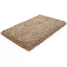 Alfombra Baño Ducha Chenille Beige Hueso Crema Peluda 81001