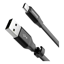 Cabo Usb Tipo-c Curto Para Suporte De Celular Com Carregador Cor Preto