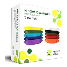 Kit Com 10 Bandejas Em Couro Para Jogo Tabuleiro Grok Games