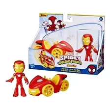 Figura Spidey Amazing Friends Iron Man 10cm + Vehículo 