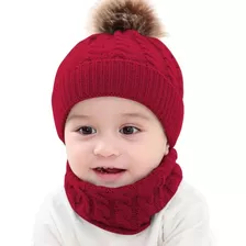 Kit Bebê Infantil Touca Pompom Gorro Gola Lã Inverno Frio