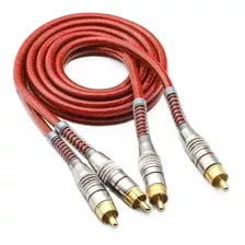 Cabo Rca 1 Metro Dupla Blindagem 5mm Plug Metal Blindado