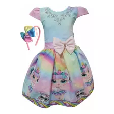 Vestido Boneca Lol Surprise Lol Unicornio + Tiara