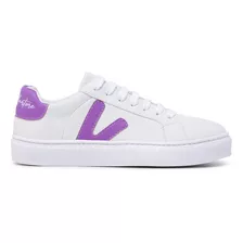 Tenis Sapatenis Feminino Modelo Top Lila Martore Branco Roxo