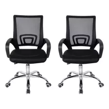 2 Cadeira Para Diretoria Com Tecido Mesh Office Base Cromada