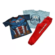 Conjunto Casual Jogger Set 3 Piezas Capitan America Niños