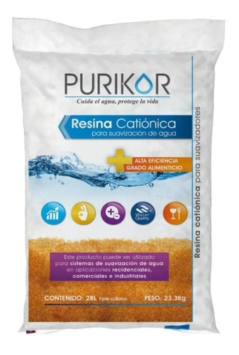 Resina Cationica Para Suavizador De Agua 1 Ft3. Purikor