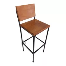 Cadeira Quadrada Rústica Reforçada P/bancada Ferro Madeira 