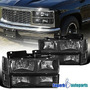 For 94-98 Gmc C10 Sierra Suburban Black Headlights Bumper Kg