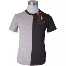 Polera Hombre Gris Con Negro