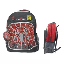 Mochila Costas Spider Homem Aranha Grande Cor Cinza-escuro Desenho Do Tecido Estampada