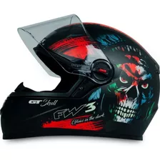 Capacete Moto Gt Skull Caveira Preto Fosco Fechado Tam 60