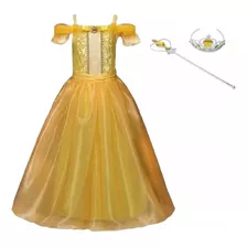 Vestido Fantasia A Bela E A Fera Princesa Varinha Coroa